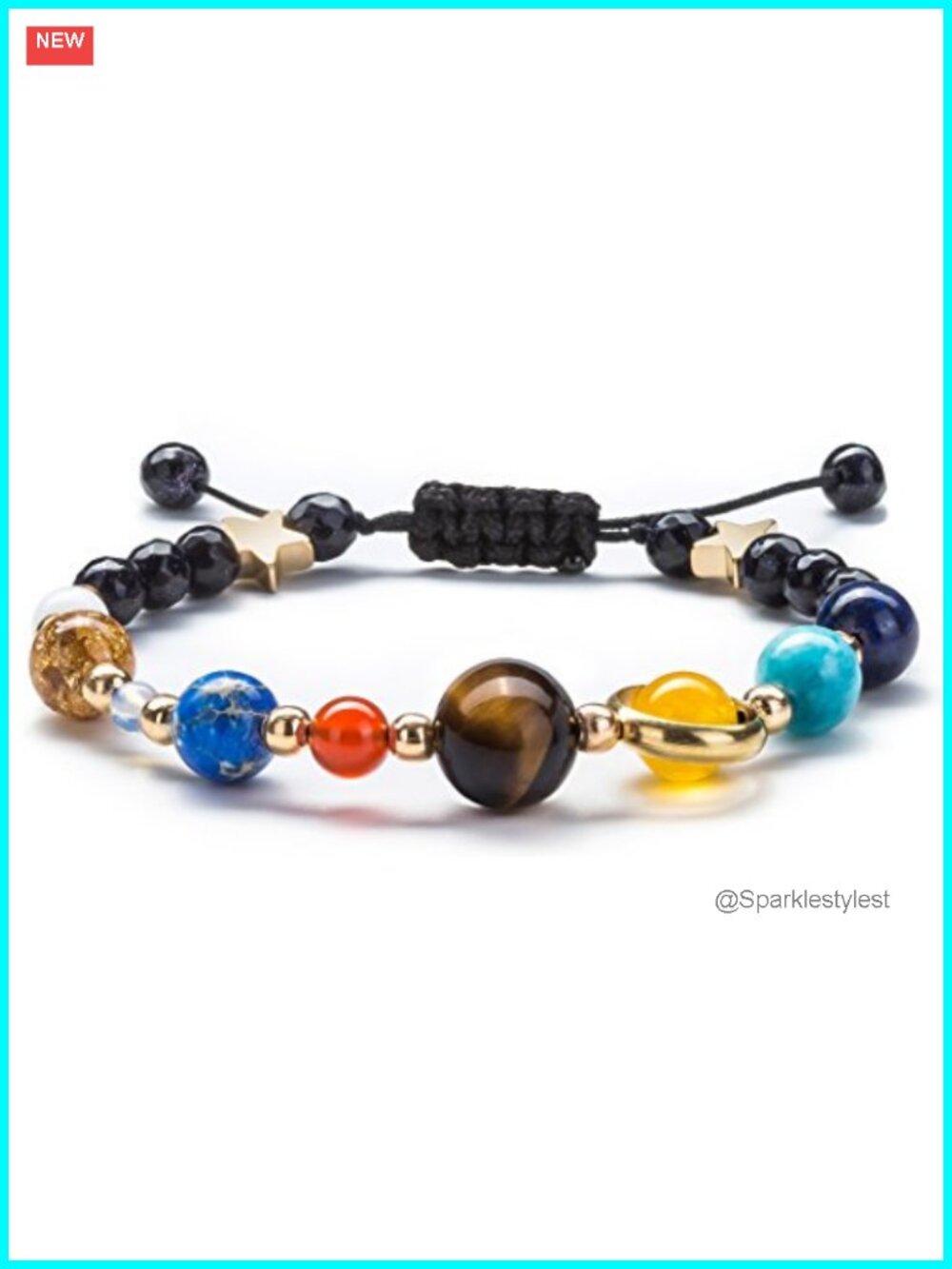 Solar System Beaded Bracelet Universe Galaxy Stretch Jewelry Gift